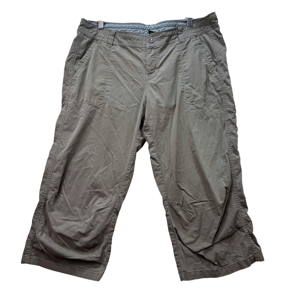 Kuhl Capri Pants Women 14 Gray Cotton Nylon Blend Hiking Outdoors
